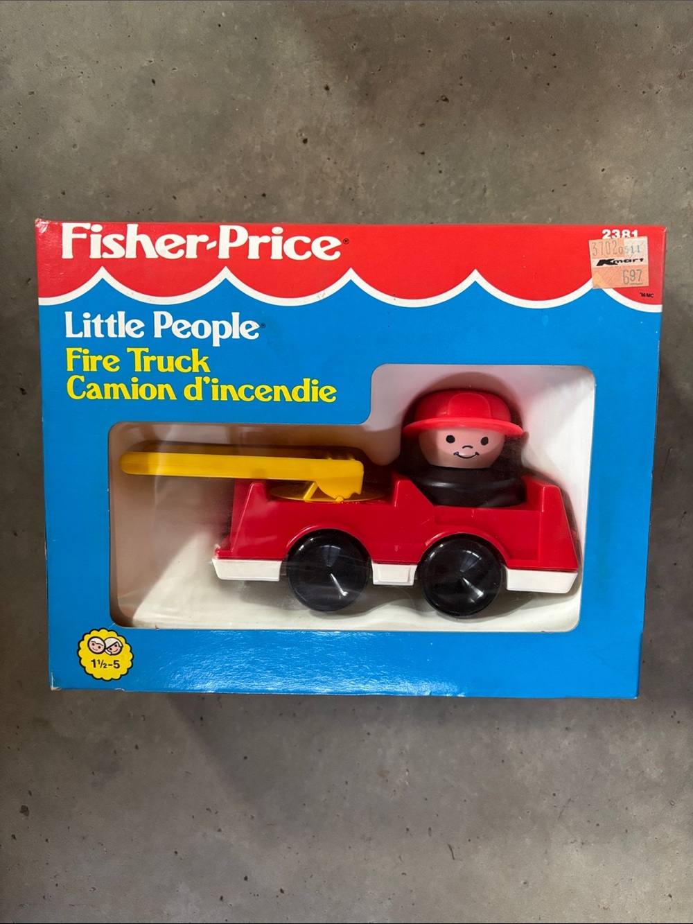 Vintage Little People Red Fire Truck with Yellow Ladder